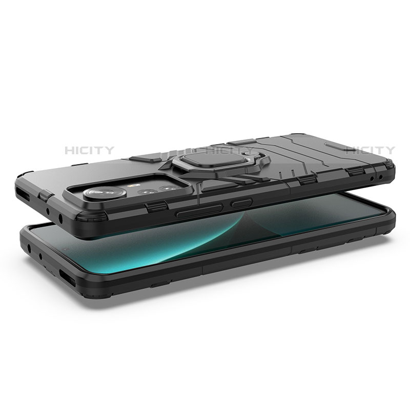Custodia Silicone e Plastica Opaca Cover con Magnetico Anello Supporto S01 per Xiaomi Mi 12 Pro 5G