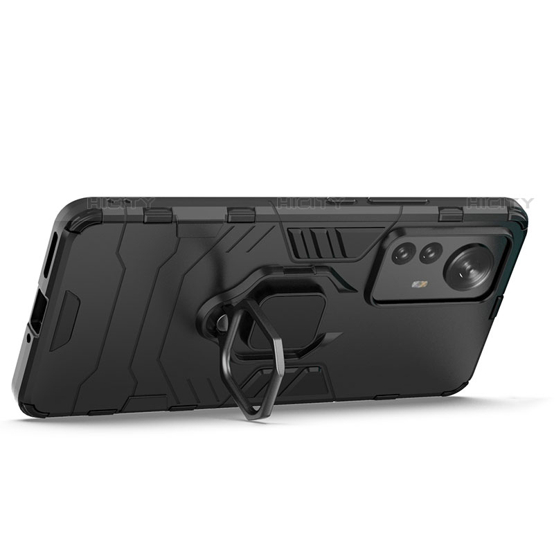 Custodia Silicone e Plastica Opaca Cover con Magnetico Anello Supporto S01 per Xiaomi Mi 12 Pro 5G