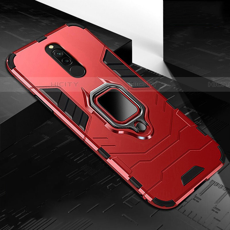 Custodia Silicone e Plastica Opaca Cover con Magnetico Anello Supporto S01 per Xiaomi Redmi 8