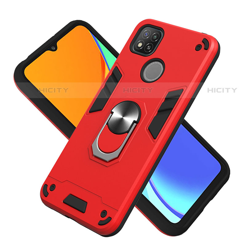 Custodia Silicone e Plastica Opaca Cover con Magnetico Anello Supporto S01 per Xiaomi Redmi 9C