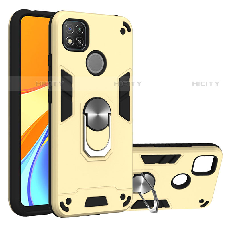 Custodia Silicone e Plastica Opaca Cover con Magnetico Anello Supporto S01 per Xiaomi Redmi 9C