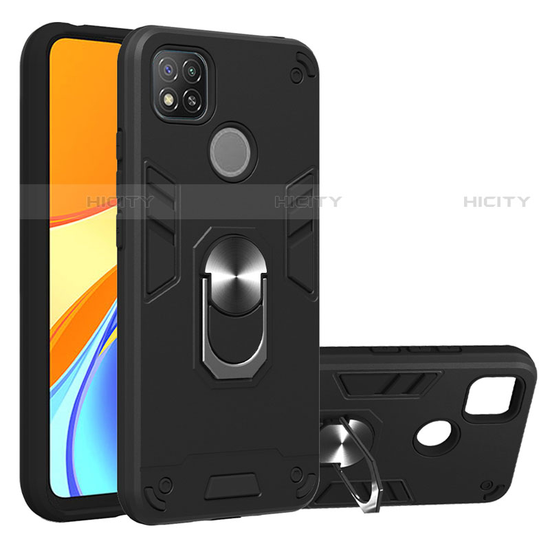 Custodia Silicone e Plastica Opaca Cover con Magnetico Anello Supporto S01 per Xiaomi Redmi 9C