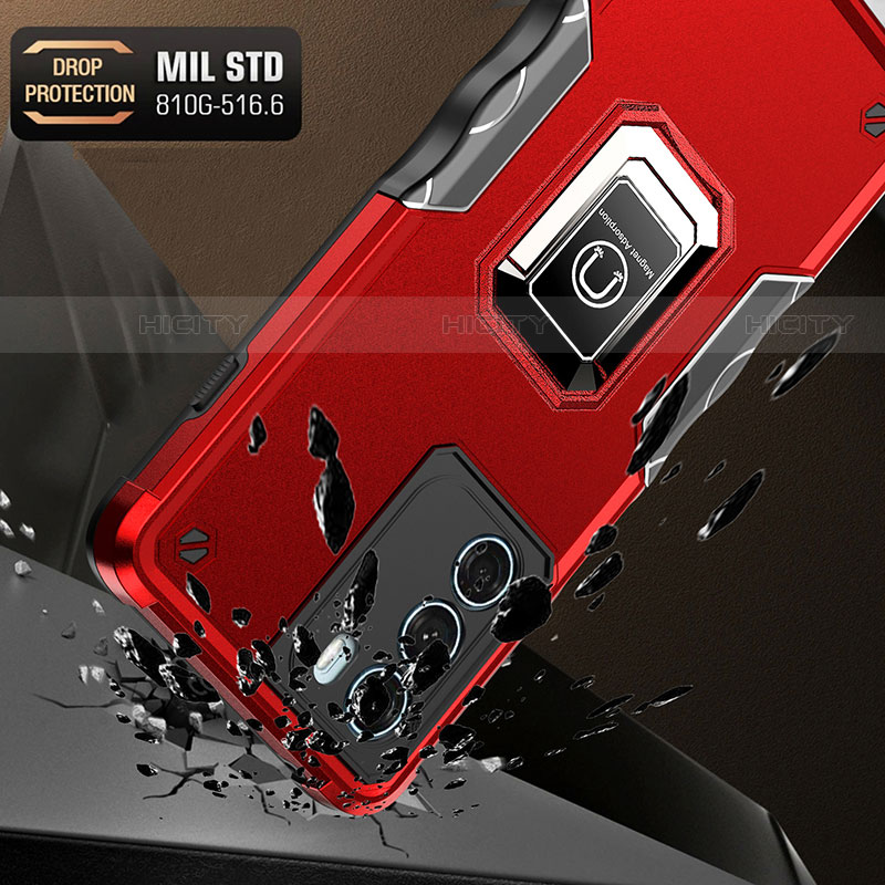 Custodia Silicone e Plastica Opaca Cover con Magnetico Anello Supporto S02 per Motorola Moto Edge S30 5G