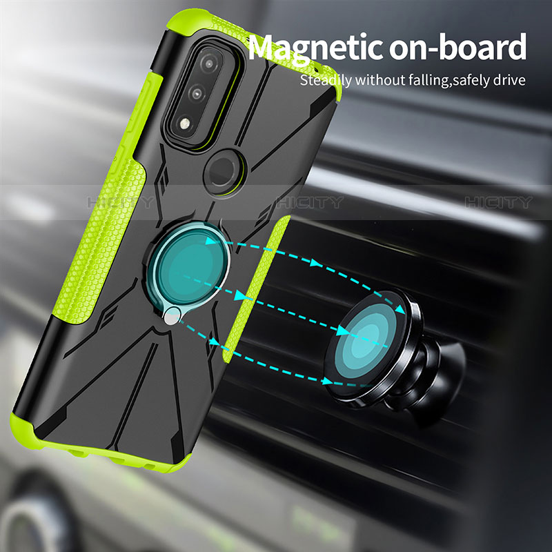 Custodia Silicone e Plastica Opaca Cover con Magnetico Anello Supporto S02 per Motorola Moto G Pure