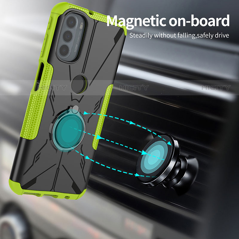 Custodia Silicone e Plastica Opaca Cover con Magnetico Anello Supporto S02 per Motorola Moto G31