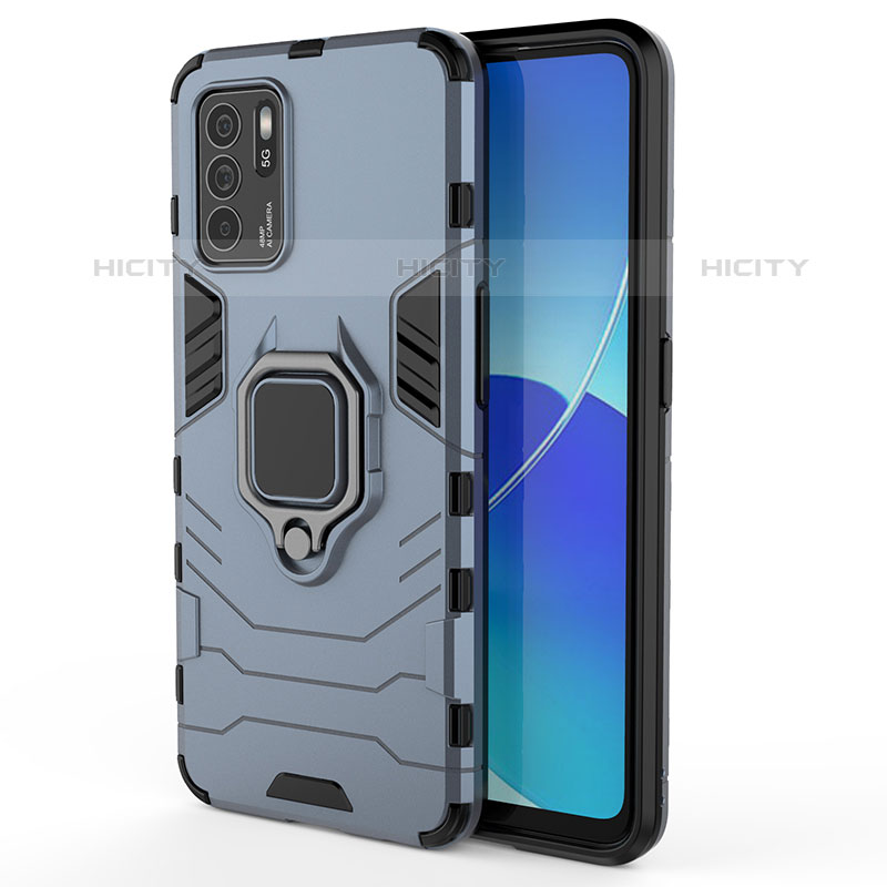 Custodia Silicone e Plastica Opaca Cover con Magnetico Anello Supporto S02 per Oppo Reno6 Z 5G