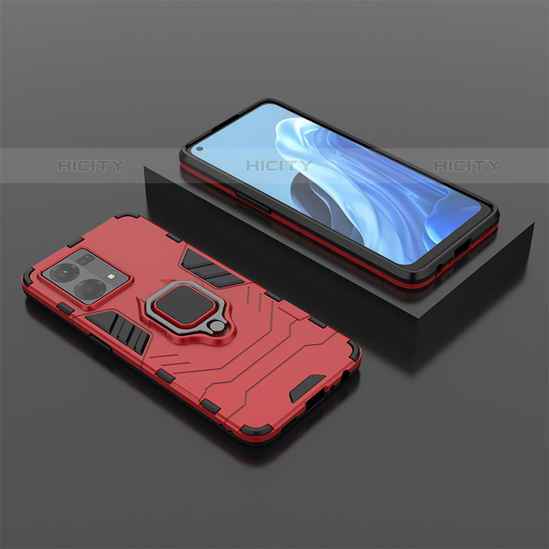 Custodia Silicone e Plastica Opaca Cover con Magnetico Anello Supporto S02 per Oppo Reno8 4G