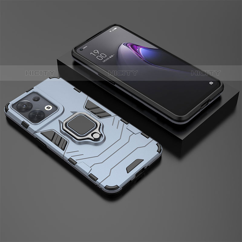 Custodia Silicone e Plastica Opaca Cover con Magnetico Anello Supporto S02 per Oppo Reno8 5G