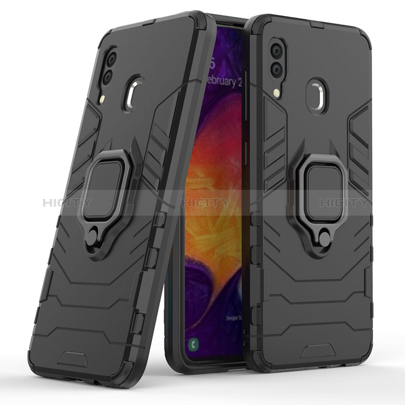 Custodia Silicone e Plastica Opaca Cover con Magnetico Anello Supporto S02 per Samsung Galaxy A30