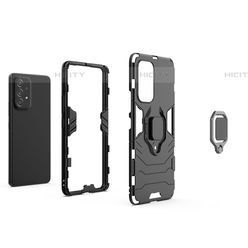 Custodia Silicone e Plastica Opaca Cover con Magnetico Anello Supporto S02 per Samsung Galaxy A53 5G