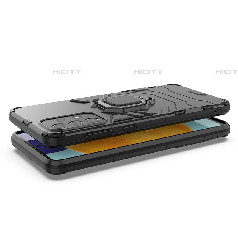 Custodia Silicone e Plastica Opaca Cover con Magnetico Anello Supporto S02 per Samsung Galaxy A73 5G