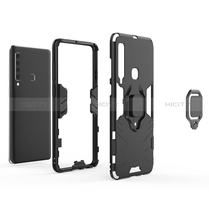 Custodia Silicone e Plastica Opaca Cover con Magnetico Anello Supporto S02 per Samsung Galaxy A9s