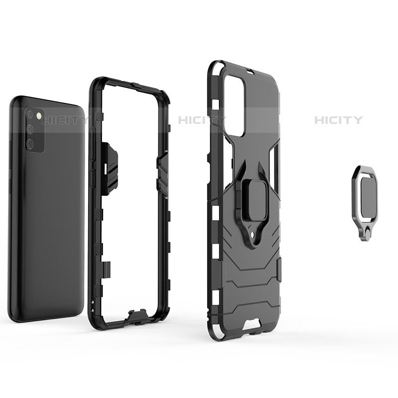 Custodia Silicone e Plastica Opaca Cover con Magnetico Anello Supporto S02 per Samsung Galaxy M02s