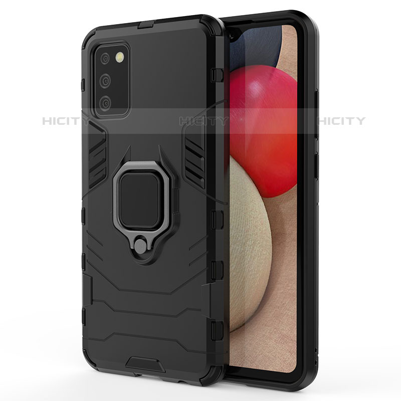 Custodia Silicone e Plastica Opaca Cover con Magnetico Anello Supporto S02 per Samsung Galaxy M02s