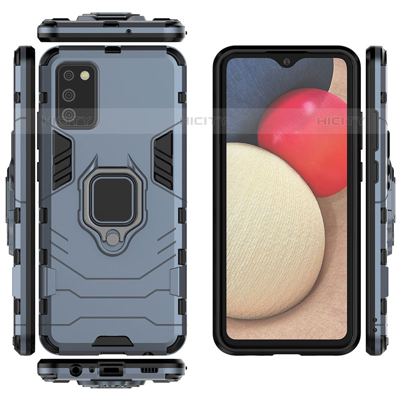 Custodia Silicone e Plastica Opaca Cover con Magnetico Anello Supporto S02 per Samsung Galaxy M02s