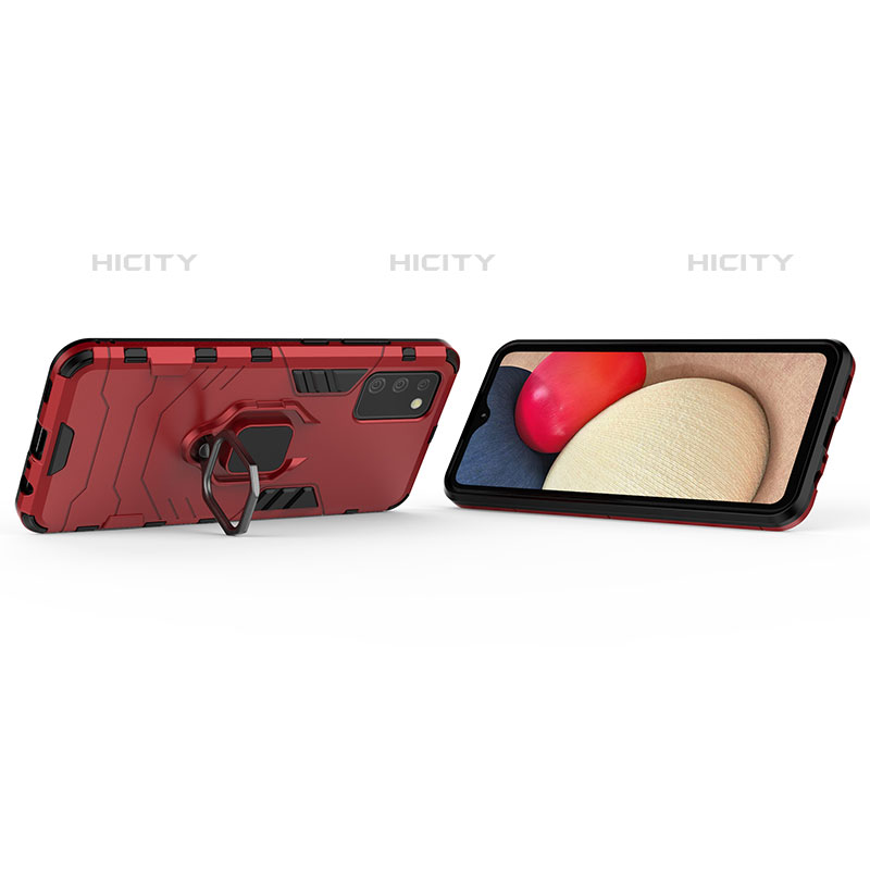 Custodia Silicone e Plastica Opaca Cover con Magnetico Anello Supporto S02 per Samsung Galaxy M02s