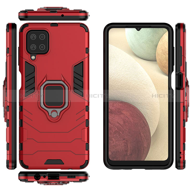Custodia Silicone e Plastica Opaca Cover con Magnetico Anello Supporto S02 per Samsung Galaxy M12