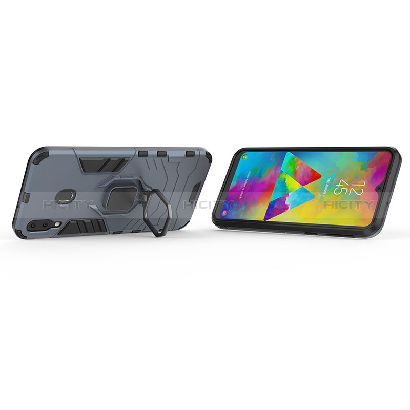 Custodia Silicone e Plastica Opaca Cover con Magnetico Anello Supporto S02 per Samsung Galaxy M20