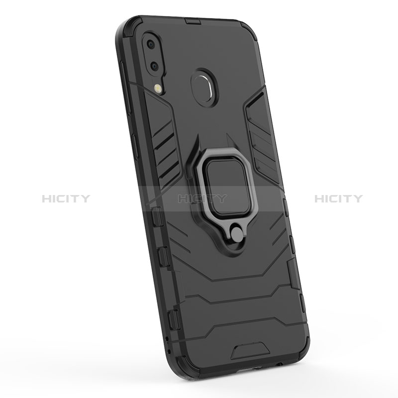 Custodia Silicone e Plastica Opaca Cover con Magnetico Anello Supporto S02 per Samsung Galaxy M20