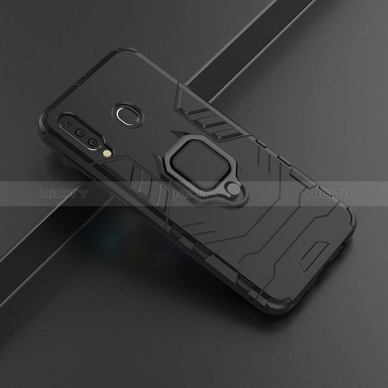 Custodia Silicone e Plastica Opaca Cover con Magnetico Anello Supporto S02 per Samsung Galaxy M30