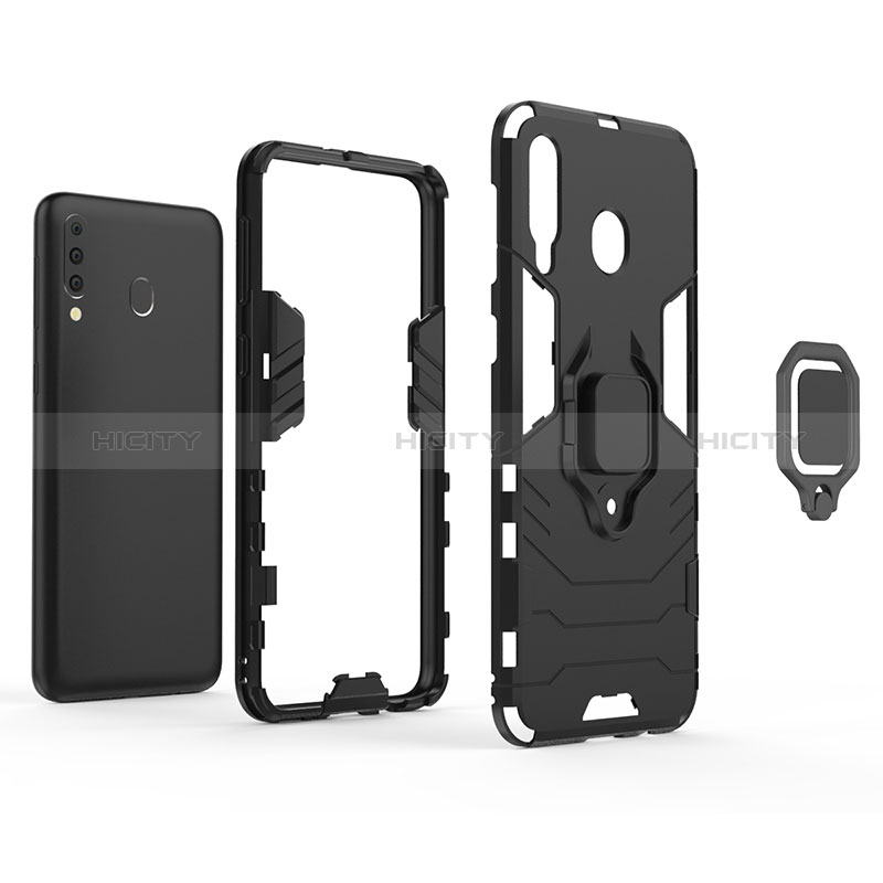 Custodia Silicone e Plastica Opaca Cover con Magnetico Anello Supporto S02 per Samsung Galaxy M30