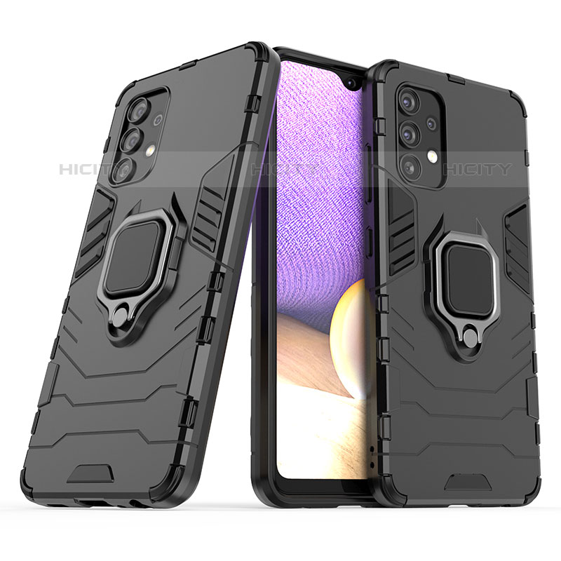 Custodia Silicone e Plastica Opaca Cover con Magnetico Anello Supporto S02 per Samsung Galaxy M32 5G