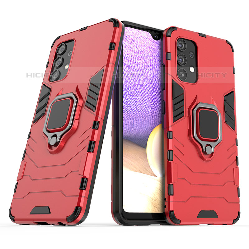 Custodia Silicone e Plastica Opaca Cover con Magnetico Anello Supporto S02 per Samsung Galaxy M32 5G