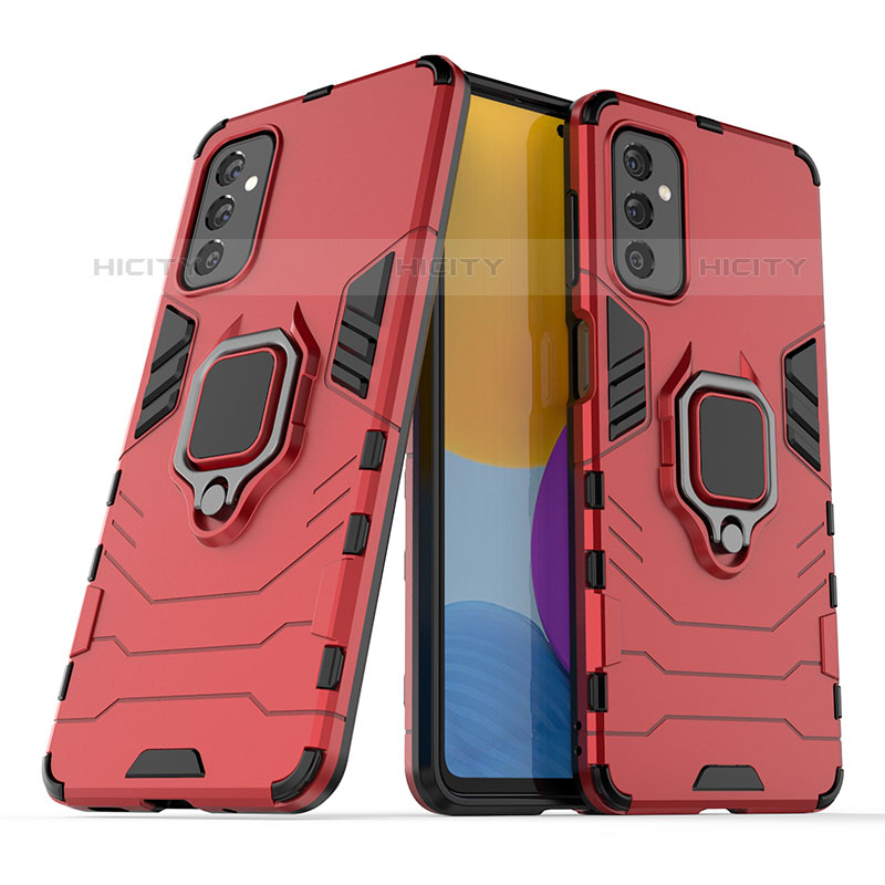 Custodia Silicone e Plastica Opaca Cover con Magnetico Anello Supporto S02 per Samsung Galaxy M52 5G Rosso