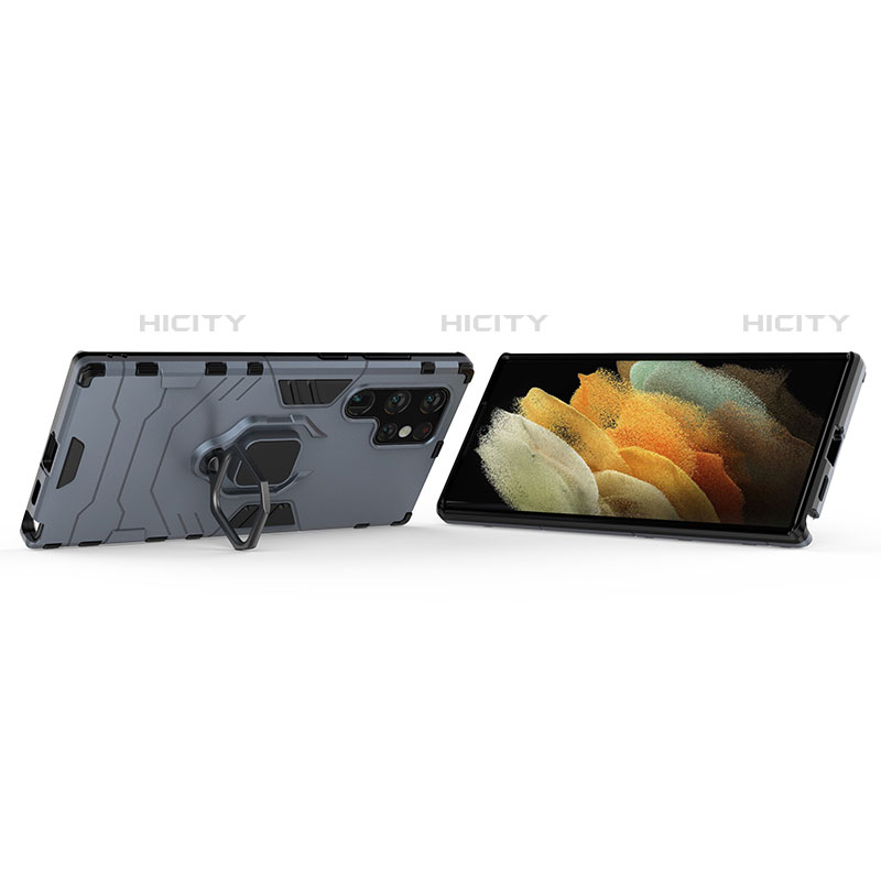 Custodia Silicone e Plastica Opaca Cover con Magnetico Anello Supporto S02 per Samsung Galaxy S23 Ultra 5G