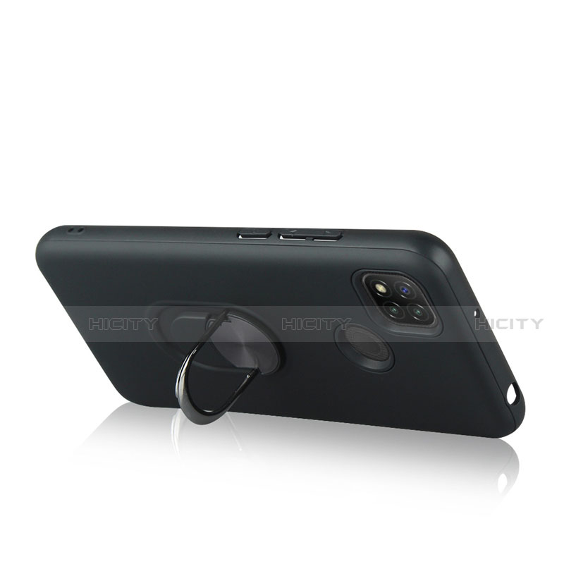 Custodia Silicone e Plastica Opaca Cover con Magnetico Anello Supporto S02 per Xiaomi Redmi 9C NFC