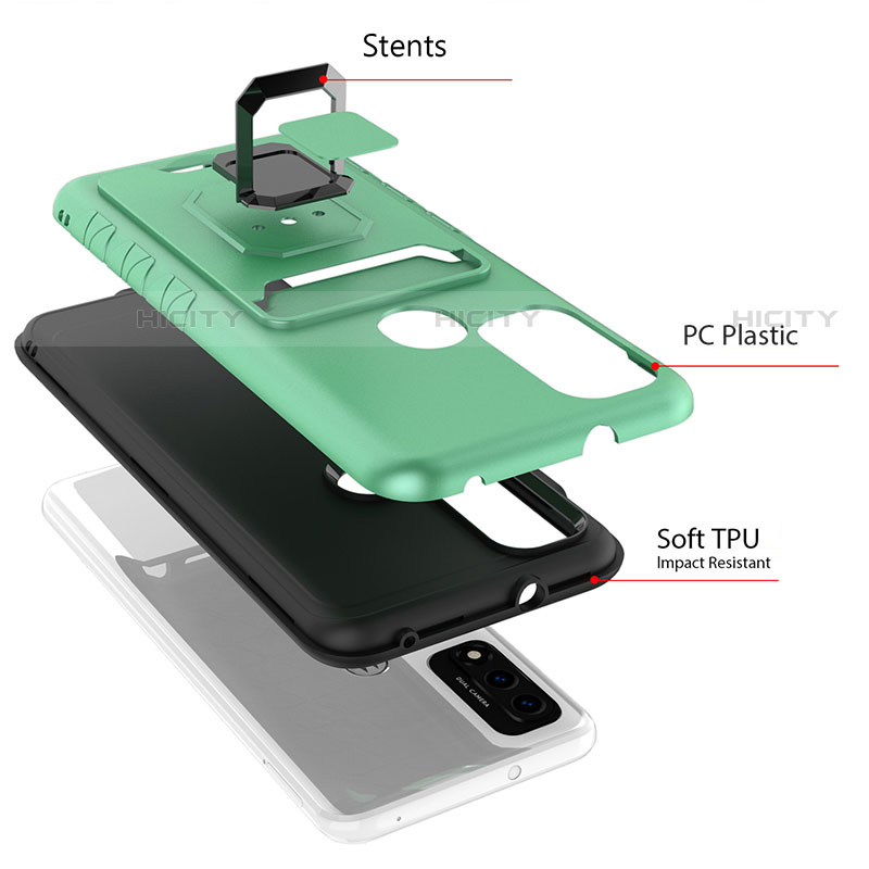 Custodia Silicone e Plastica Opaca Cover con Magnetico Anello Supporto S03 per Motorola Moto G Pure