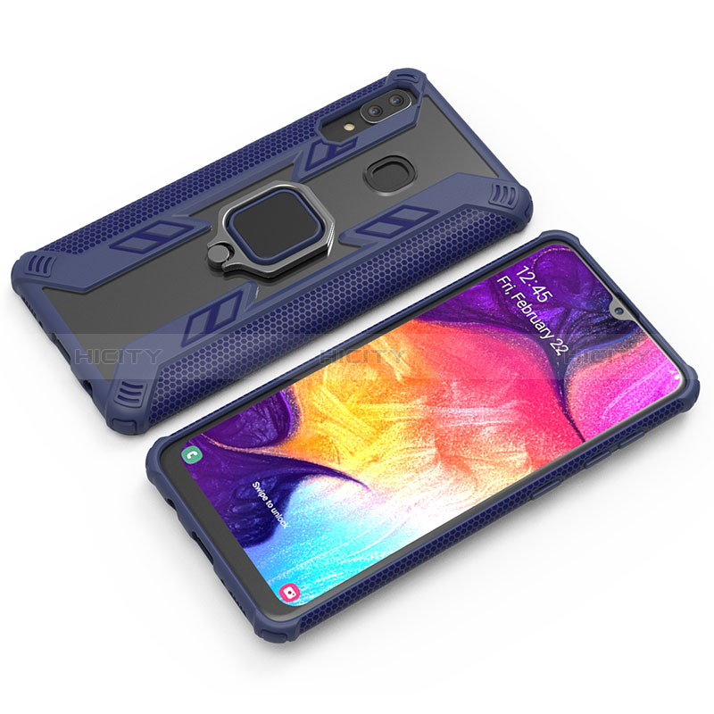 Custodia Silicone e Plastica Opaca Cover con Magnetico Anello Supporto S03 per Samsung Galaxy A20