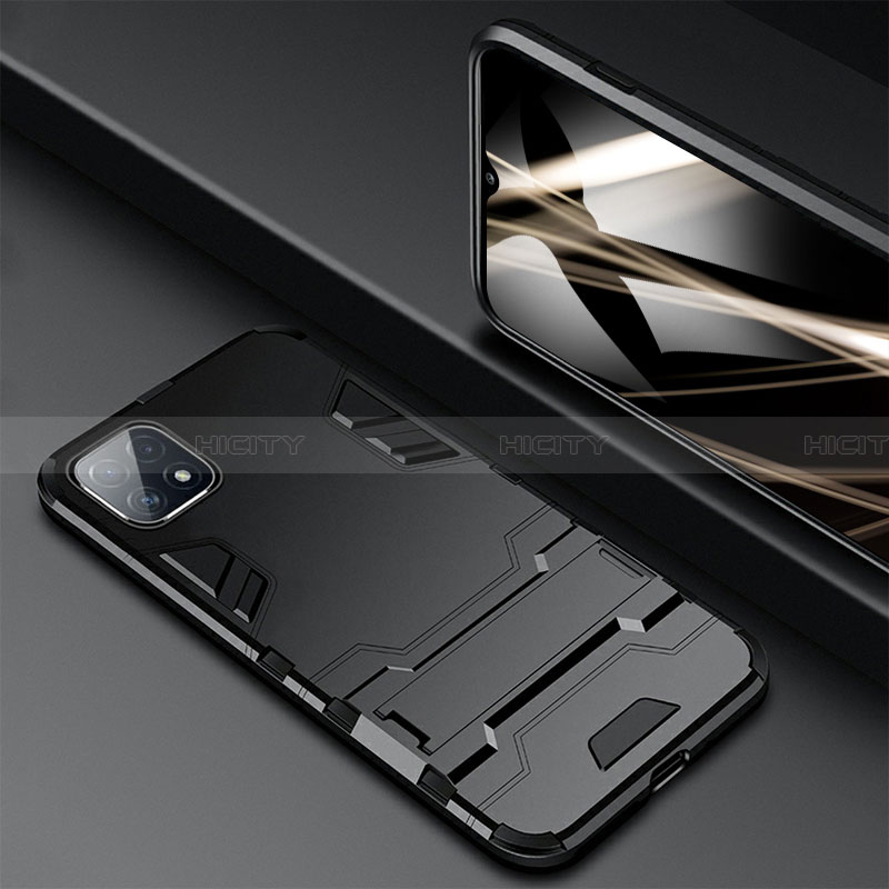 Custodia Silicone e Plastica Opaca Cover con Magnetico Anello Supporto S03 per Samsung Galaxy A22 5G