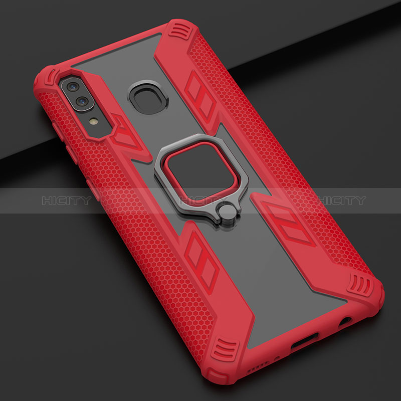 Custodia Silicone e Plastica Opaca Cover con Magnetico Anello Supporto S03 per Samsung Galaxy A30