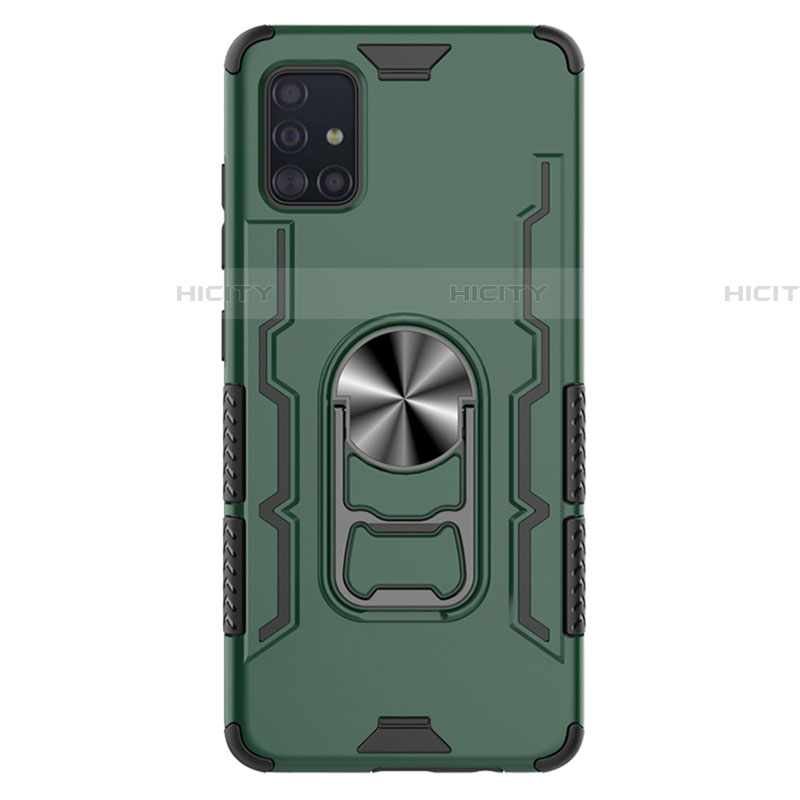 Custodia Silicone e Plastica Opaca Cover con Magnetico Anello Supporto S03 per Samsung Galaxy A51 5G Verde