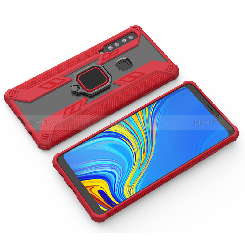 Custodia Silicone e Plastica Opaca Cover con Magnetico Anello Supporto S03 per Samsung Galaxy A9 (2018) A920 Rosso
