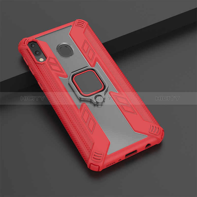 Custodia Silicone e Plastica Opaca Cover con Magnetico Anello Supporto S03 per Samsung Galaxy M20