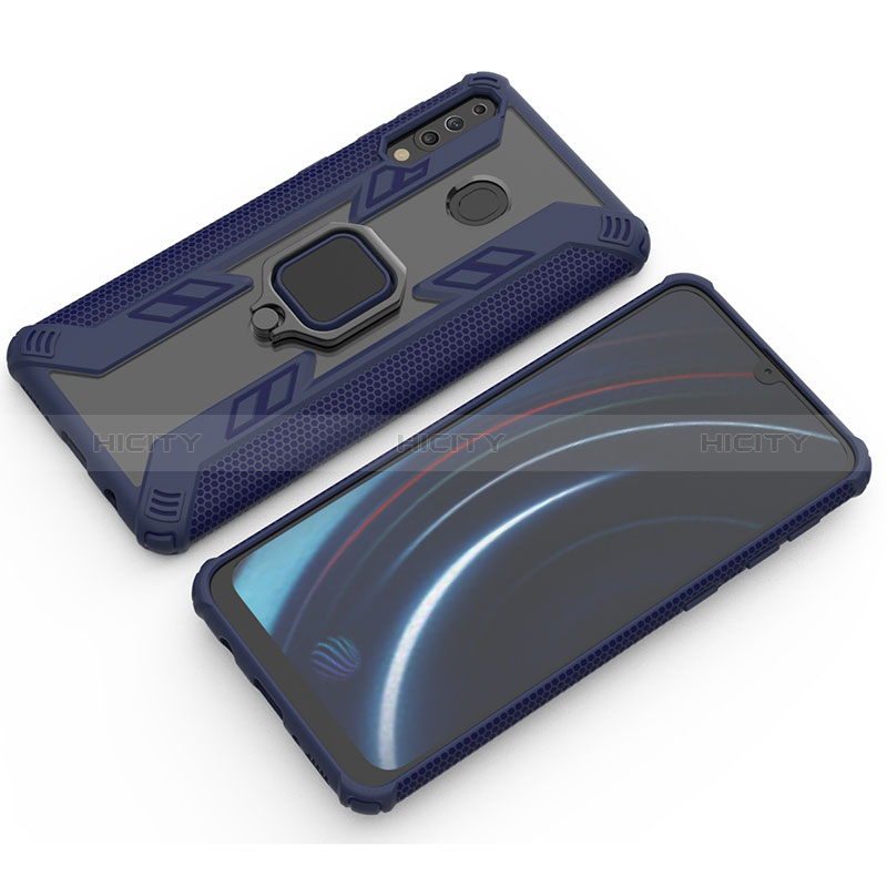 Custodia Silicone e Plastica Opaca Cover con Magnetico Anello Supporto S03 per Samsung Galaxy M30