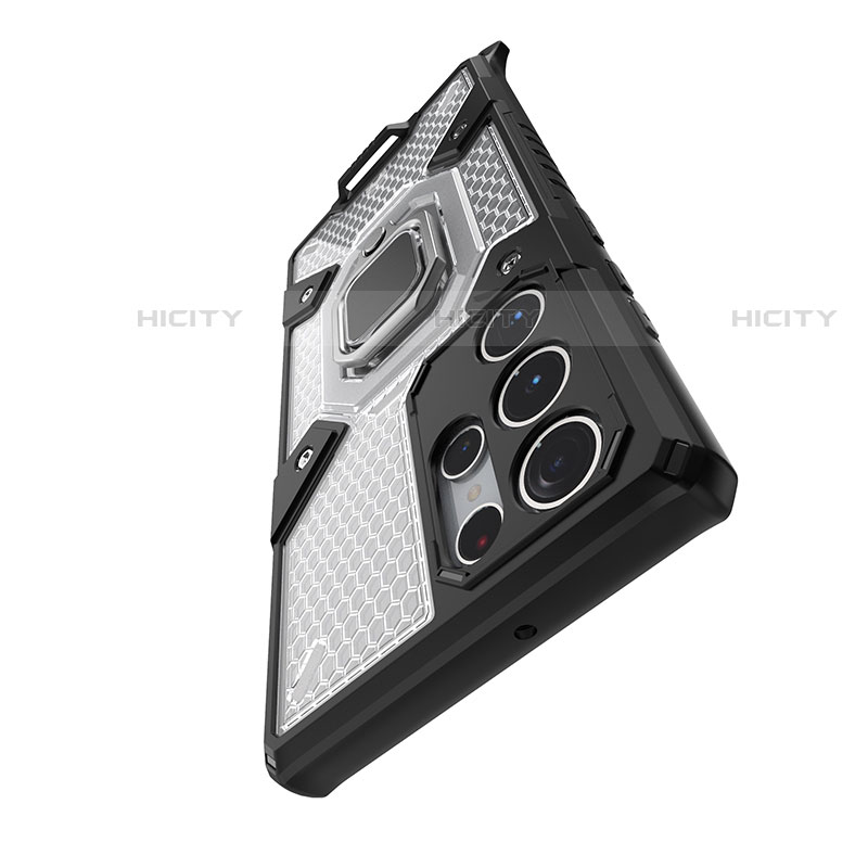 Custodia Silicone e Plastica Opaca Cover con Magnetico Anello Supporto S03 per Samsung Galaxy S21 Ultra 5G