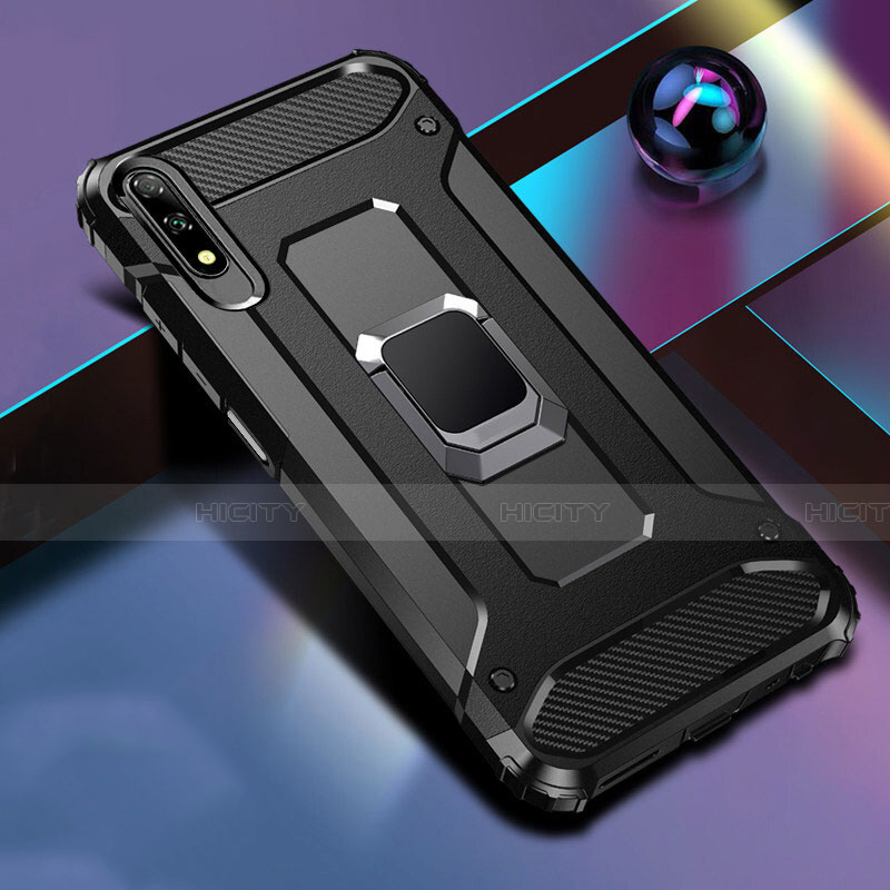 Custodia Silicone e Plastica Opaca Cover con Magnetico Anello Supporto S04 per Huawei Honor 9X