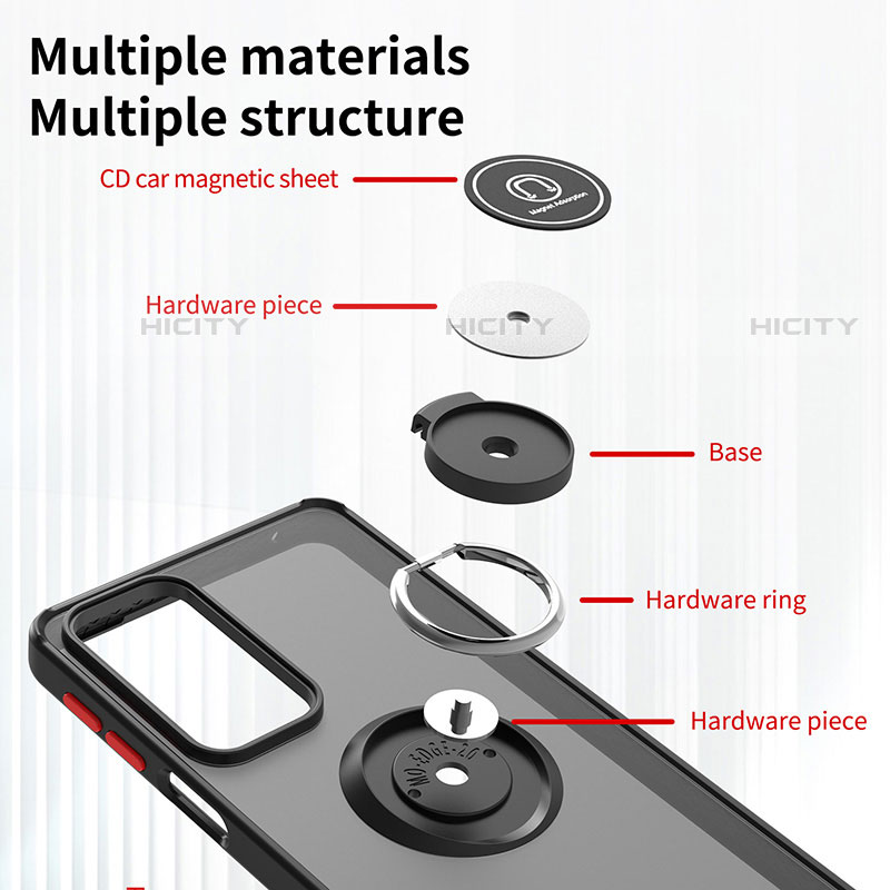 Custodia Silicone e Plastica Opaca Cover con Magnetico Anello Supporto S04 per Motorola Moto Edge 20 5G