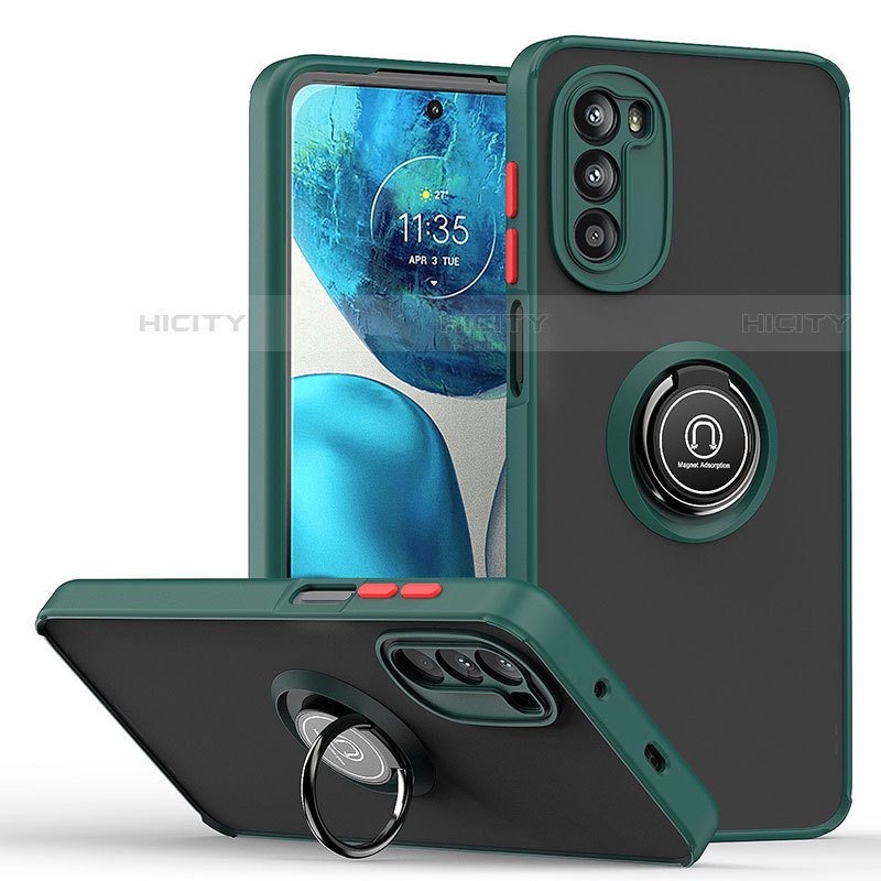 Custodia Silicone e Plastica Opaca Cover con Magnetico Anello Supporto S04 per Motorola Moto Edge (2022) 5G