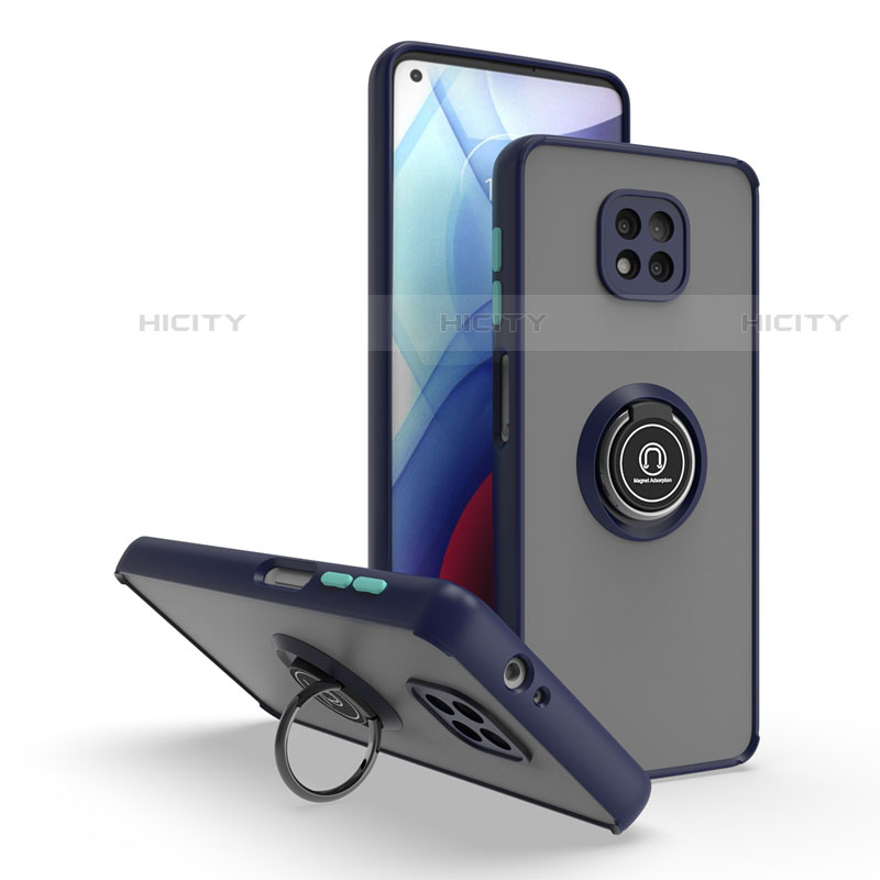 Custodia Silicone e Plastica Opaca Cover con Magnetico Anello Supporto S04 per Motorola Moto G Power (2021)