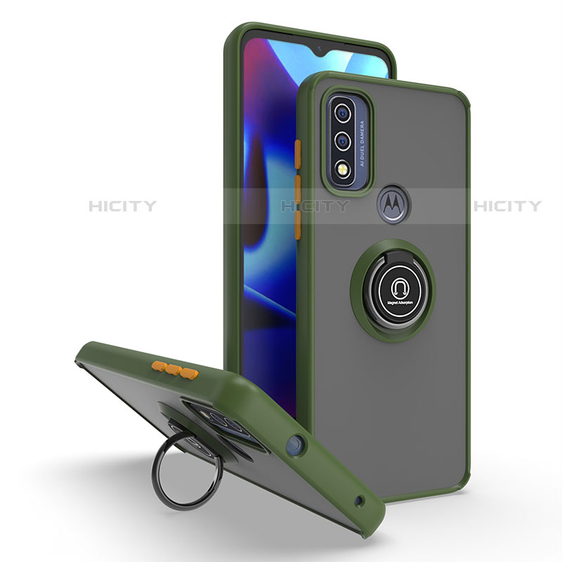 Custodia Silicone e Plastica Opaca Cover con Magnetico Anello Supporto S04 per Motorola Moto G Pure