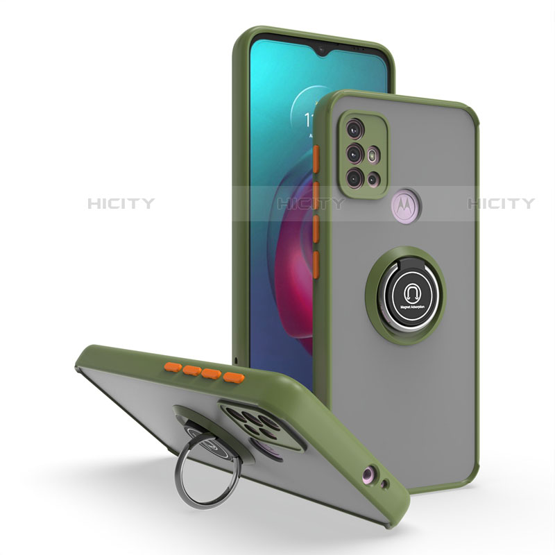 Custodia Silicone e Plastica Opaca Cover con Magnetico Anello Supporto S04 per Motorola Moto G20