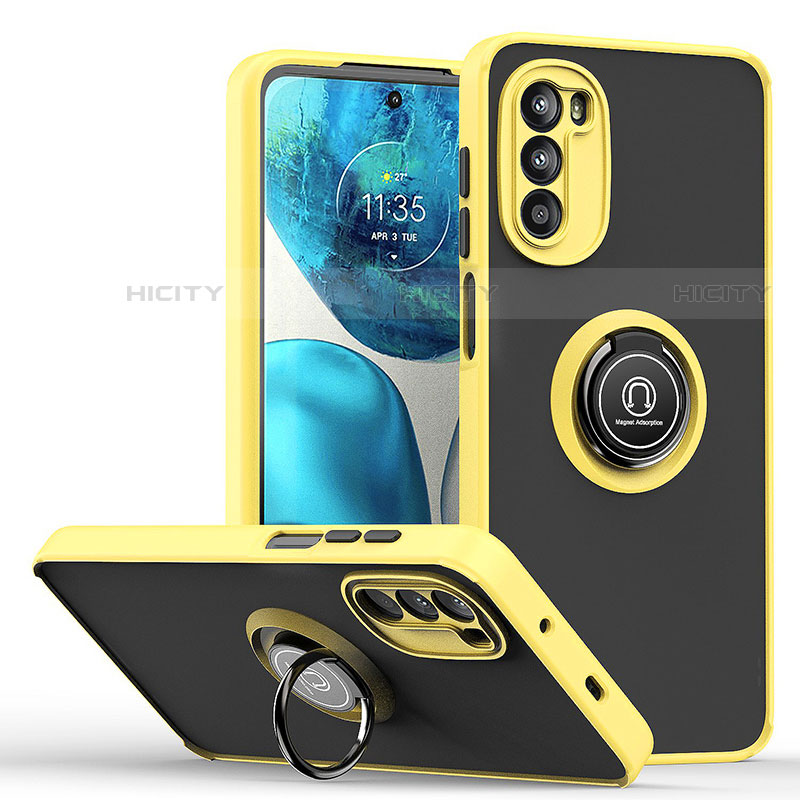 Custodia Silicone e Plastica Opaca Cover con Magnetico Anello Supporto S04 per Motorola Moto G71s 5G