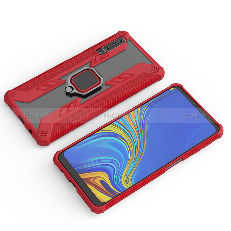 Custodia Silicone e Plastica Opaca Cover con Magnetico Anello Supporto S04 per Samsung Galaxy A7 (2018) A750