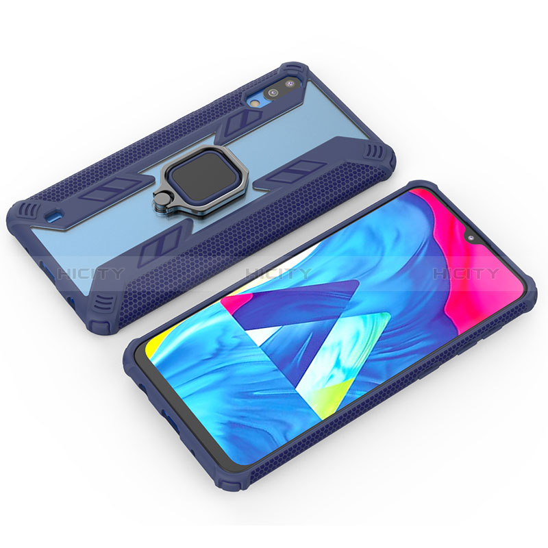 Custodia Silicone e Plastica Opaca Cover con Magnetico Anello Supporto S04 per Samsung Galaxy M10