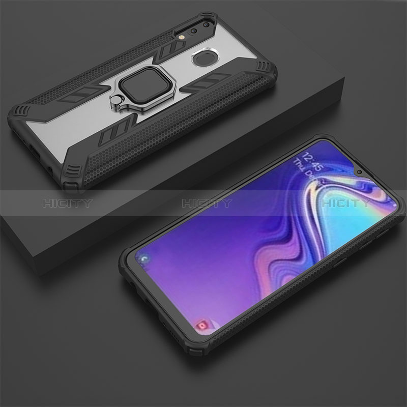 Custodia Silicone e Plastica Opaca Cover con Magnetico Anello Supporto S04 per Samsung Galaxy M20