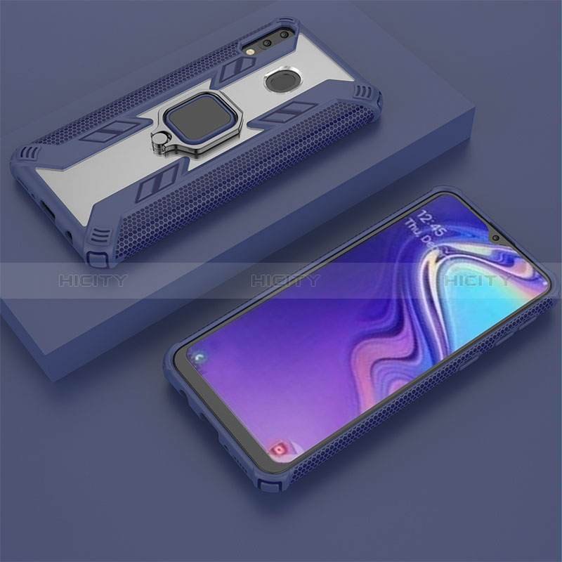 Custodia Silicone e Plastica Opaca Cover con Magnetico Anello Supporto S04 per Samsung Galaxy M20